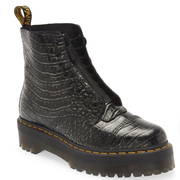 sinclair croc embossed platform combat boot